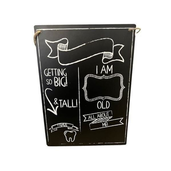 New Kids Milestone Chalkboard Sign with Hanging String - Picture 1 of 6